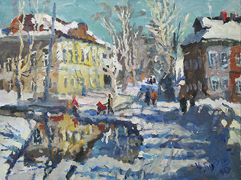 художник Николай Буртов, весенний пезаж, реалистическая живопись 