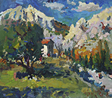 Крымский пейзаж с горами, живопись, пейзаж. картина, реализм