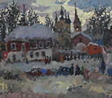 Russia, provunce, russian tawn, russian vellage, painting, landscape, winter, autumn, spring