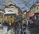 Moscow, winter, Russia, painting, sityscape, realism