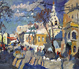 Moscow, winter, Russia, painting, sityscape, realism