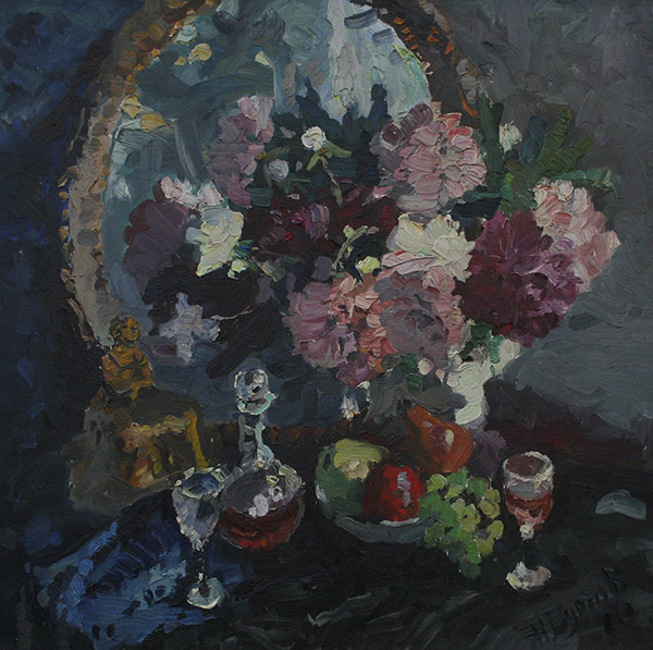 Буртов Николай, цветочный натюрморт, пионы, живопись