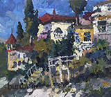 Городской пейзаж, Абхазия, импрессионизм, картина