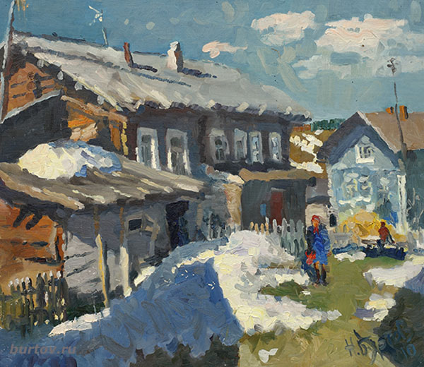 Николай Буртов, картина "Последний снег", Северный пейзаж